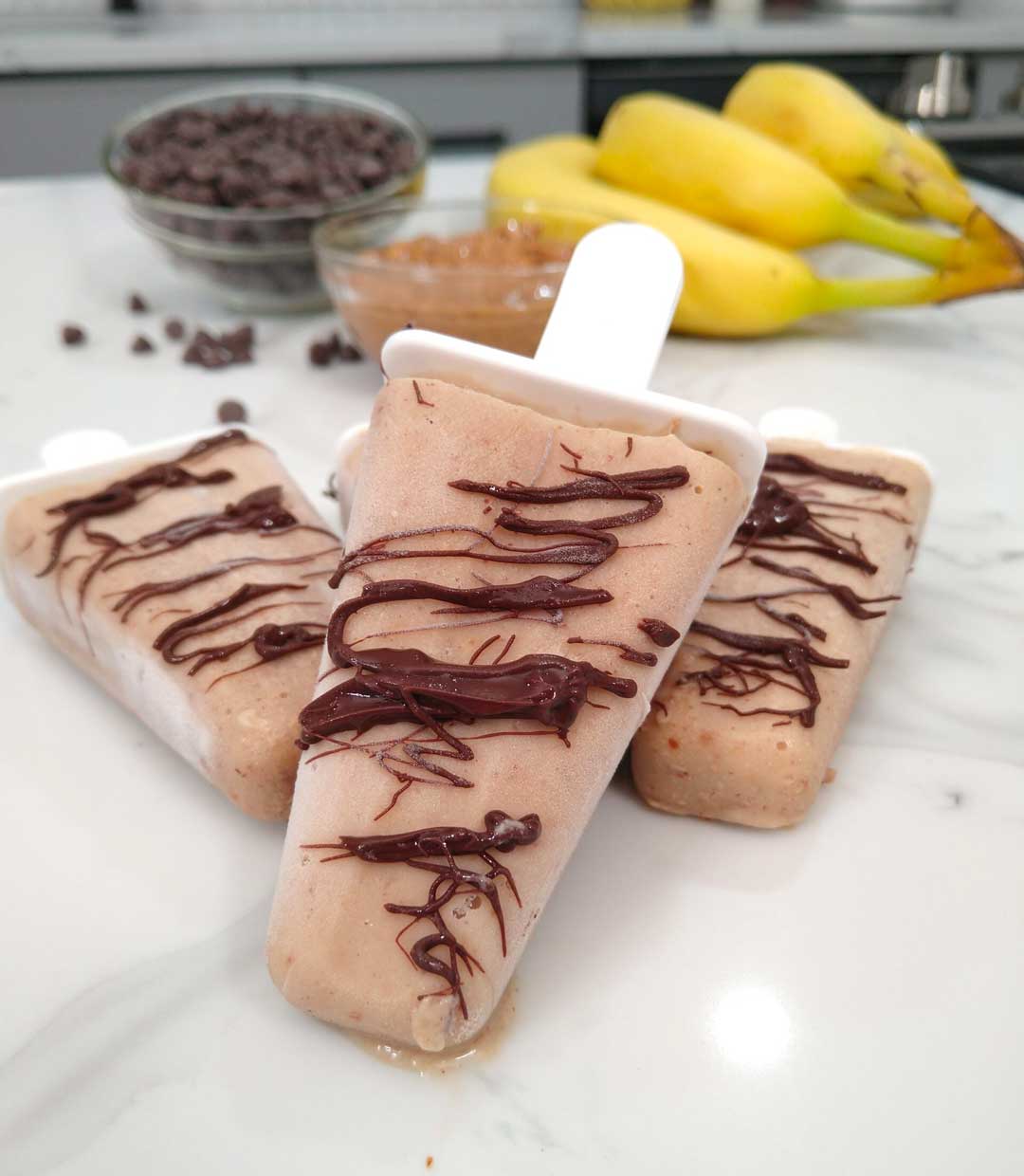 Chocolate Banana Nut Butter Popsicles